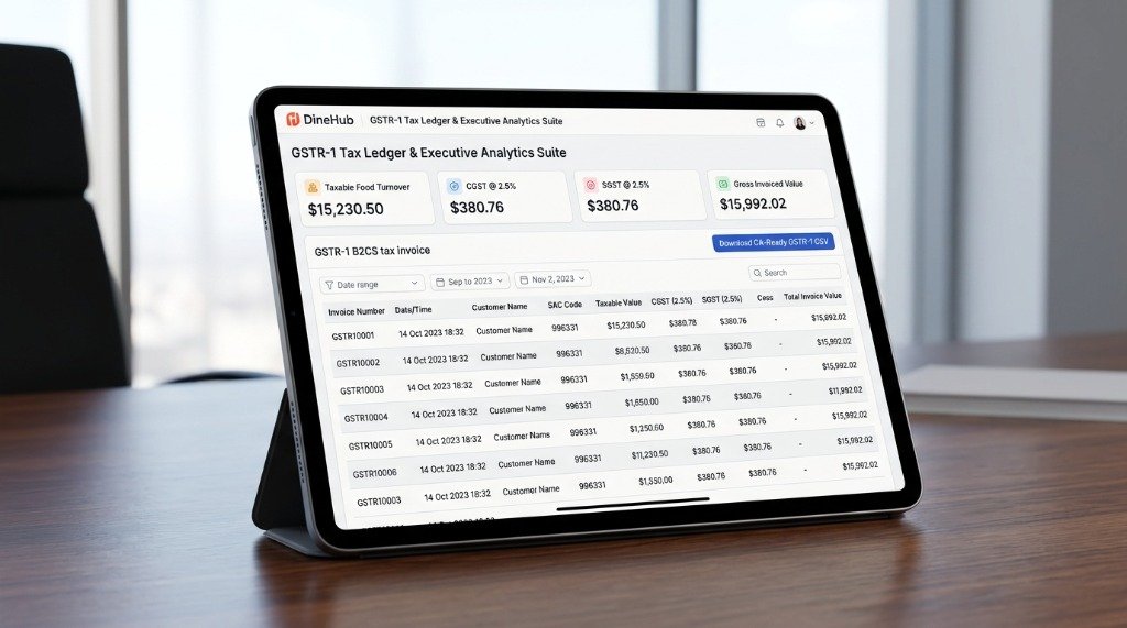 DineHub GSTR-1 Tax Ledger and Executive Analytics Suite